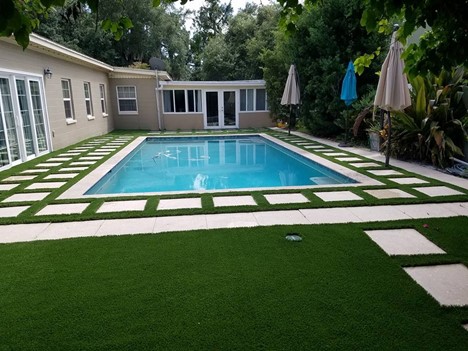 Shawgrass artificial grass around pool